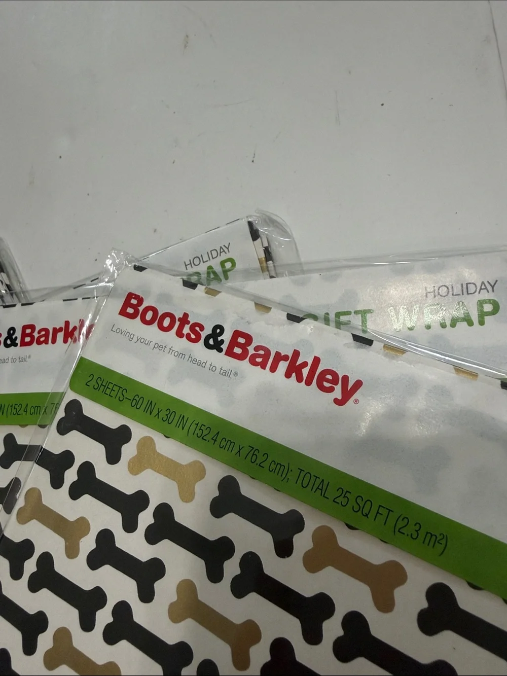 Boots & Barkley Black and Gold Dog Bone Gift Wrap Sheets set of 4